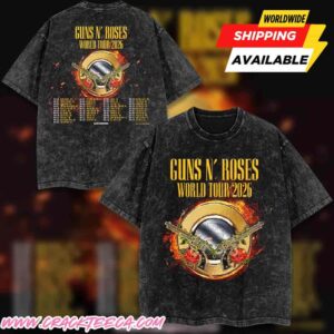 Guns N’ Roses World Tour 2026 Dates List Full Schedule Cities And Venues Merchandise Washed T-Shirt