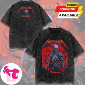 Metallica M72 Melbourne Australia 2025 Pop-Up Shop-Merch Washed Shirt At Marvel Stadium On November 8th The Horned Skeleton Demon