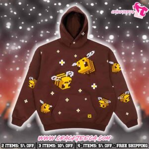 Very Cool X Minecraft Merchandise Bee Abeille Overlap Pullover Hooded Jumper Sweat Shirt