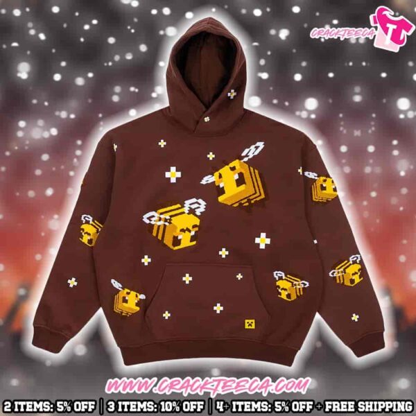 Very Cool X Minecraft Merchandise Bee Abeille Overlap Pullover Hooded Jumper Sweat Shirt