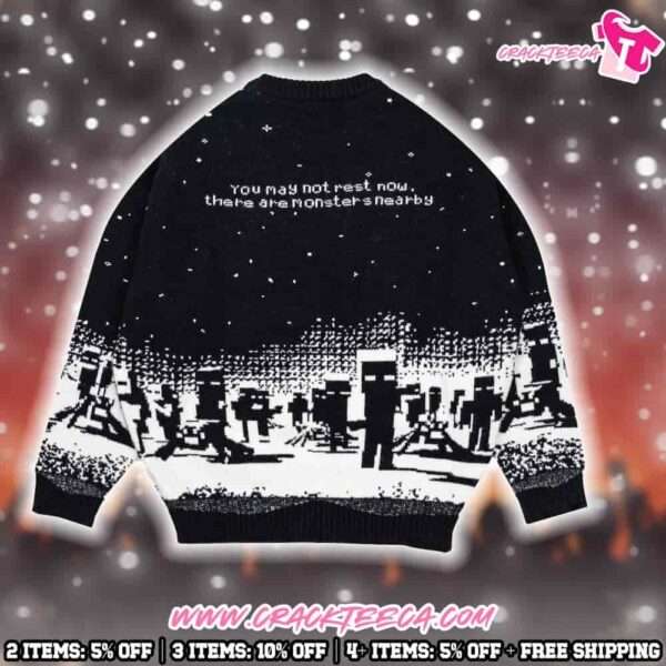 Very Cool X Minecraft Merchandise Monsters Nearby Knit Ugly Christmas Sweater For Fans And Family