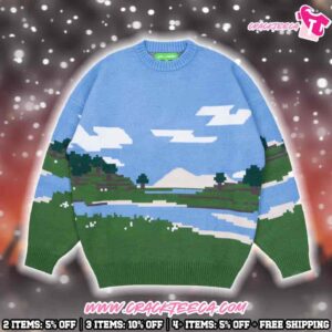 Very Cool X Minecraft Merchandise Pause Screen Ugly Christmas Sweater For Fans And Family