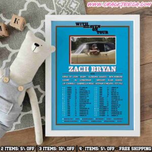 Zach Bryan With Heaven On Tour 2026 Tour Dates Home Decor Poster Canvas