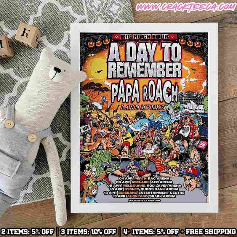 A Day To Remember With Papa Roach And Landmvrks Big Rock Tour Australia And New Zealand 2026 Home Decor Poster Canvas A Day To Remember With Papa Roach And Landmvrks Big Rock Tour Australia And New Zealand 2026 Home Decor Poster Canvas