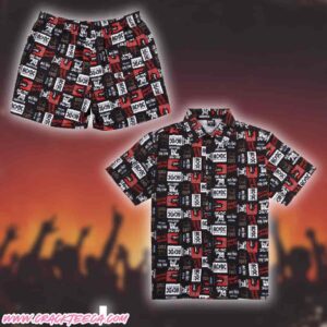 ACDC All Over Print Party Summer Hawaiian Shirt And Beach Short