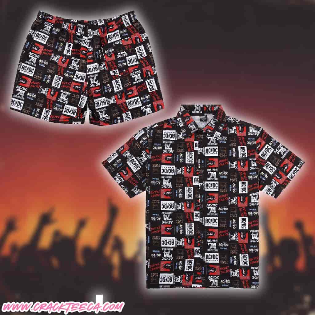ACDC All Over Print Party Summer Hawaiian Shirt And Beach Short ACDC All Over Print Party Summer Hawaiian Shirt And Beach Short