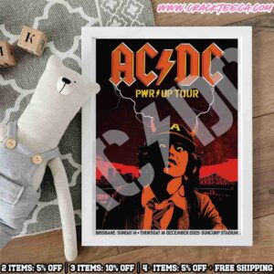 ACDC Brisbane 2025 Poster At Suncorp Stadium On December 14-18 PWR Up Tour Australia Home Decor Poster Canvas