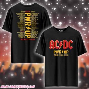 ACDC PWR Up Tour 2024-25 Dates List Print Back T-Shirt Merchandise