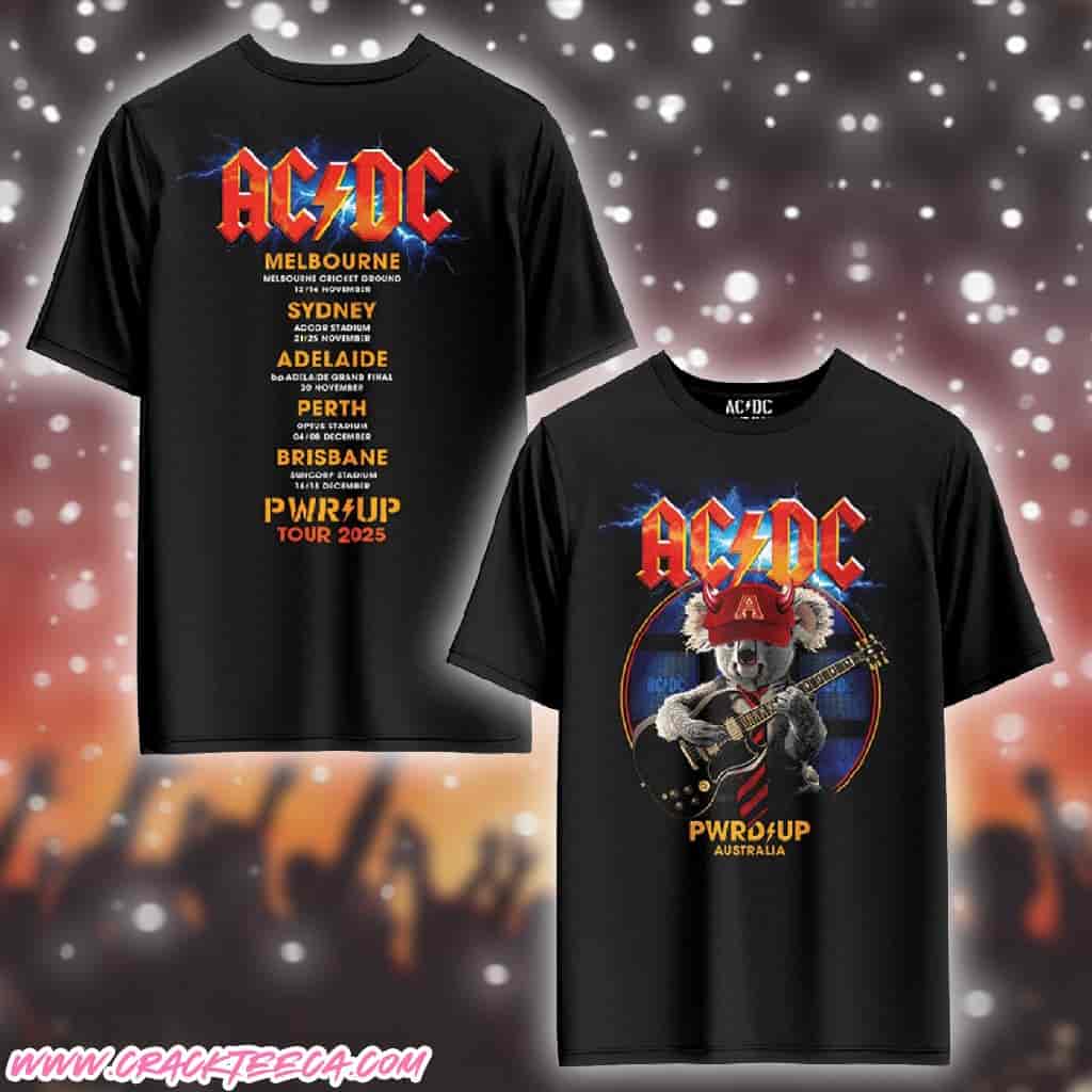 ACDC PWR Up Tour Australia 2025 Koala T-Shirt Merchandise ACDC PWR Up Tour Australia 2025 Koala T-Shirt Merchandise