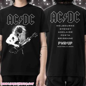 ACDC PWR Up Tour Dates Australia 2025 Angus Electric Cities List T-Shirt Merchandise