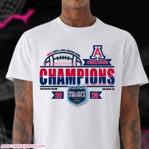 Arizona Wildcats Football 2026 Trust & Will Holiday Bowl Champions Locker Room White T-Shirt