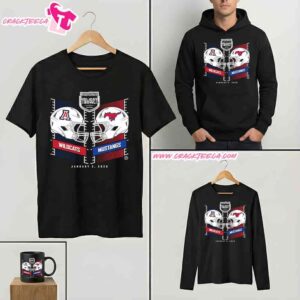 Arizona Wildcats Vs SMU Mustangs Trust And Will Holiday Bowl 2025-26 Helmet Head To Head T-Shirt