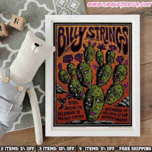 Billy Strings Austin Texas 2025 Poster At Moody Center And ACL Live At The Moody Theater On December 13-14 Home Decor Poster Canvas