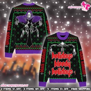 Black Sabbath Holidays Bloody Holidays Ugly Christmas Sweater 2025 For Fans And Family