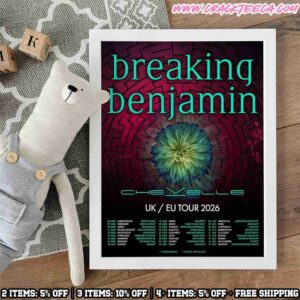 Breaking Benjamin UK EU Tour Dates 2026 Home Decor Poster Canvas