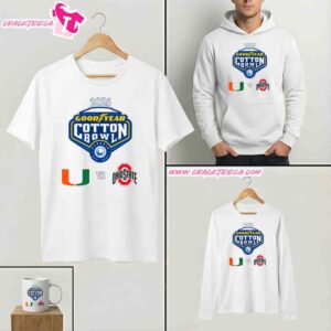 CFP Quarterfinal 2025 Goodyear Cotton Bowl Classic Miami Hurricanes Vs Ohio State Buckeyes Match Up Shirt