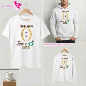 College Football Playoff First Round Game 4 2025 James Madison Dukes Vs Oregon Ducks In Eugene Oregon On December 20th T-Shirt
