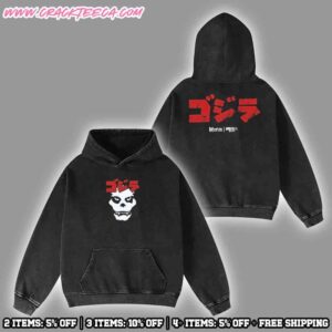 Godzilla X Misfits Merchandise Pull Over Washed Hoodie Shirt A New Collaboration Brings Together Music Monsters And Attitude