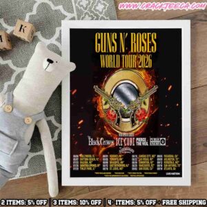 Guns N’ Roses North America Tour Dates 2026 With The Black Crowes Ice Cube Pierce The Veil Public Enemy And Barbarians Of California Poster Canvas
