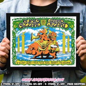 King Gizzard And The Lizard Wizard Naarm Melbourne 2025 Concert Poster At Sidney Myer Music Bowl On December 12 Home Decor Poster Canvas