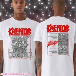 Kreator Merchandise Krushers of the World Tracklist Short Sleeve White T-Shirt