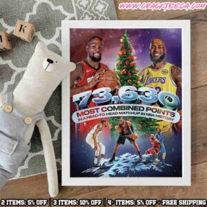 LeBron James Vs Kevin Durant NBA Xmas Most Combined Points In A Head-to-head In NBA History Home Decor Poster Canvas