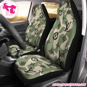 Louis Vuitton Car Seat Covers Camouflage Military Green Monogram Pattern