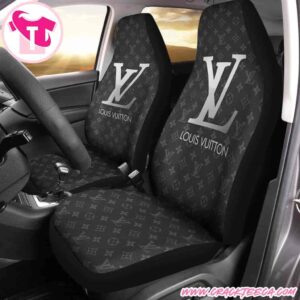 Louis Vuitton Car Seat Covers Charcoal Grey With Large Center LV Logo