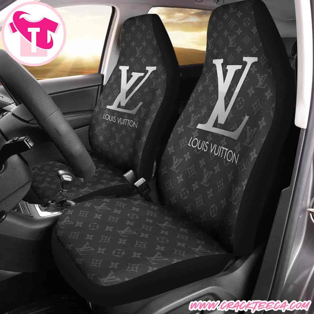 Louis Vuitton Car Seat Covers Charcoal Grey With Large Center LV Logo Louis Vuitton Car Seat Covers Charcoal Grey With Large Center LV Logo