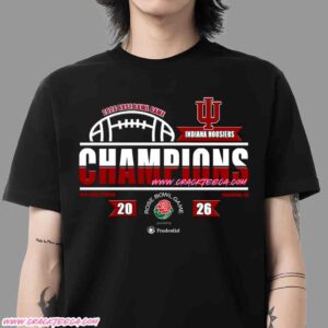 Men’s Indiana Hoosiers 2026 College Football Playoff Quarterfinal Rose Bowl Game Champions Locker Room T-Shirt