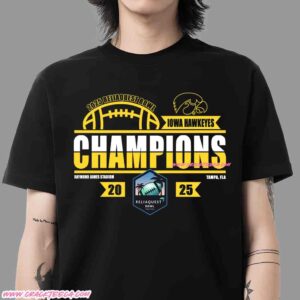 Men’s Iowa Hawkeyes 2025 ReliaQuest Bowl Champions At Raymond James Stadium Locker Room T-Shirt