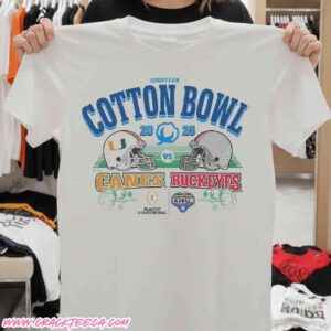 Miami Hurricanes Vs Ohio State Buckeyes CFP Quarterfinal 2025 Goodyear Cotton Bowl Classic Head To Head T-Shirt