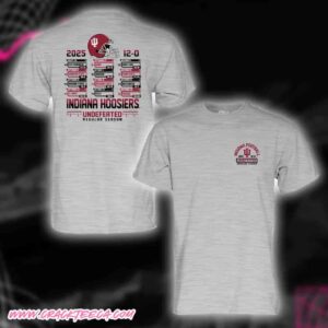 NCAA Indiana Hoosiers Football 2025 Undefeated Regular Season Short Sleeve T Shirt Grey