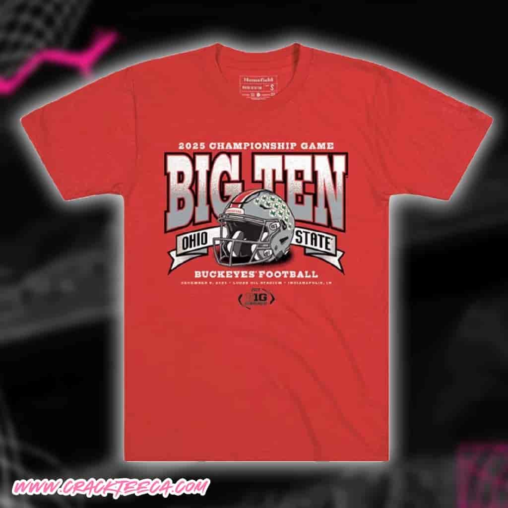 NCAA Ohio State Buckeyes Red Homefield Big Ten Football Championship 2025 Bound Short Sleeve T Shirt NCAA Ohio State Buckeyes Red Homefield Big Ten Football Championship 2025 Bound Short Sleeve T Shirt
