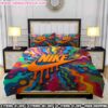Nike Bedding Set Air Jordan 1 Chicago Sneaker Art On Black Grunge Background