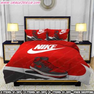 Nike Bedding Set Air Jordan 1 High Og Red Sneaker With Big Logo