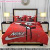 Nike Bedding Set Air Jordan 1 Sneaker Red Spiderweb Pattern Design