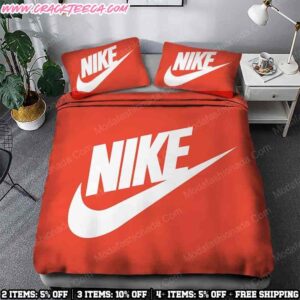 Nike Bedding Set Classic Minimalist Red With Large White Swoosh