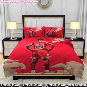 Nike Bedding Set Michael Jordan #23 Red Jersey Back View Legend Theme