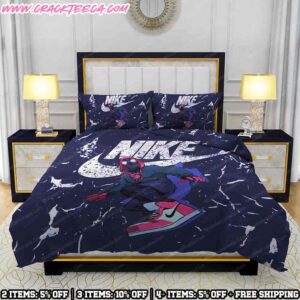 Nike Bedding Set Spider-Man Miles Morales Blue Graffiti Splatter Art