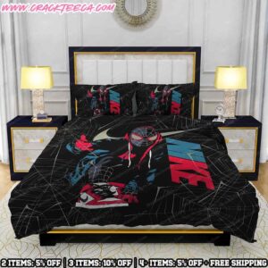 Nike Bedding Set Spider-Man Miles Morales Dark Spiderweb Pattern