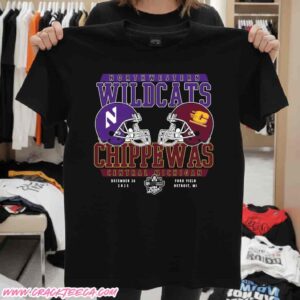 Northwestern Wildcats Vs Central Michigan Chippewas 2025 Gameabove Sports Bowl December 26 Ford Field Detroit Head-To-Head Helmet T-Shirt