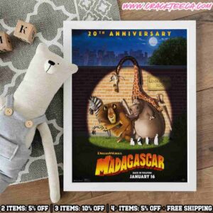 Official Poster Madagascar 20th Anniversary On January 16th 2026 Home Decor Poster Canvas