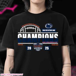 Penn State Nittany Lions 2025 Bad Boy Mowers Pinstripe Bowl Champions At Yankee Stadium T-Shirt On December 27