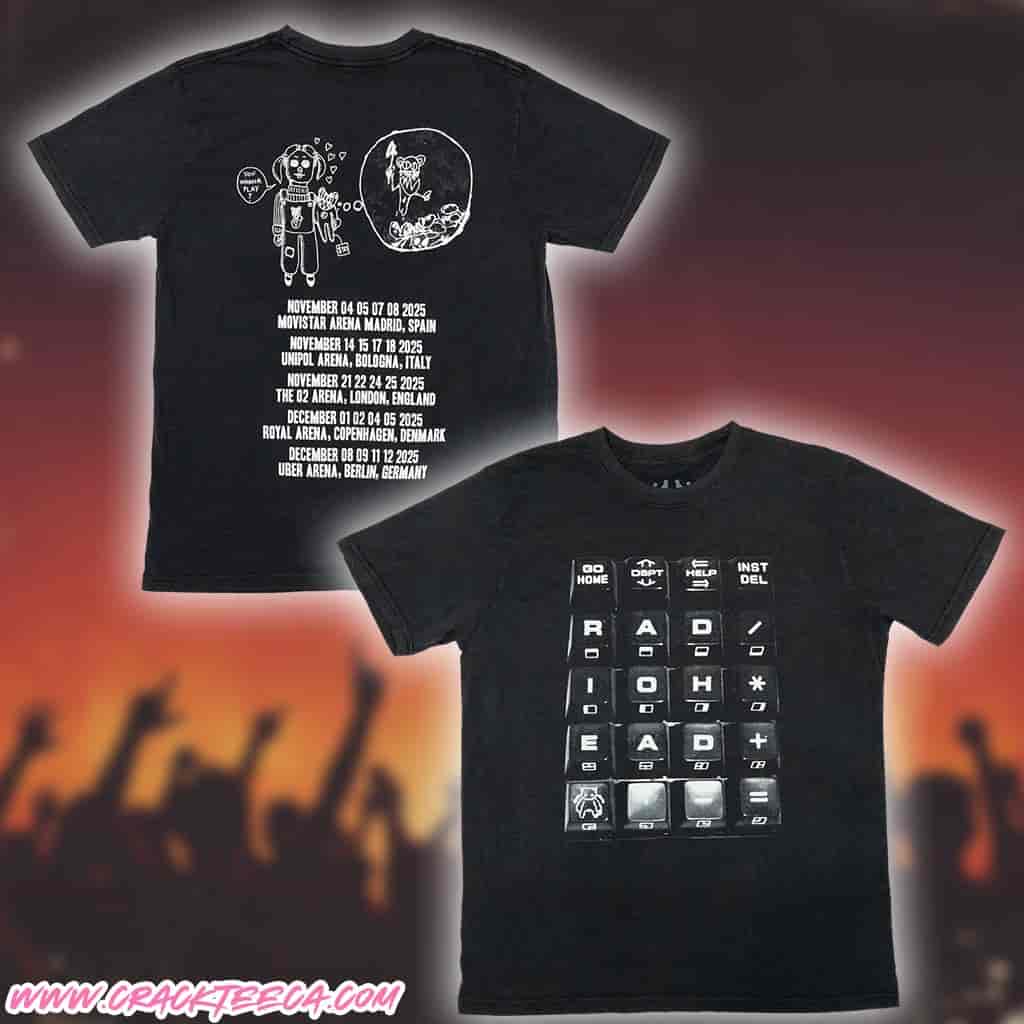 Radiohead Europe 2025 Tour Merchandise Dates List Short Sleeve T-Shirt Radiohead Europe 2025 Tour Merchandise Dates List Short Sleeve T-Shirt