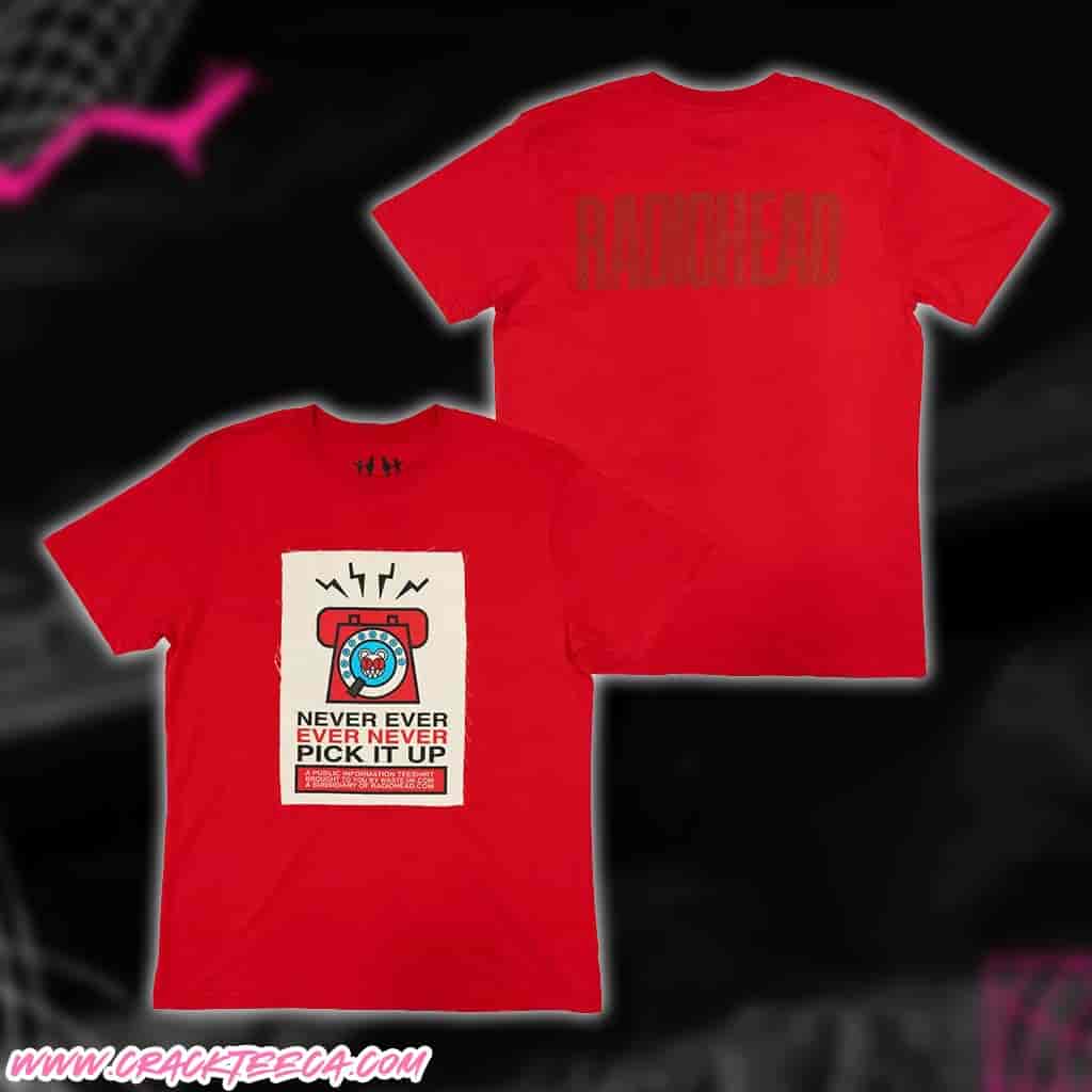 Radiohead Merchandise Pick It Up Red Patch T-Shirt Radiohead Merchandise Pick It Up Red Patch T-Shirt