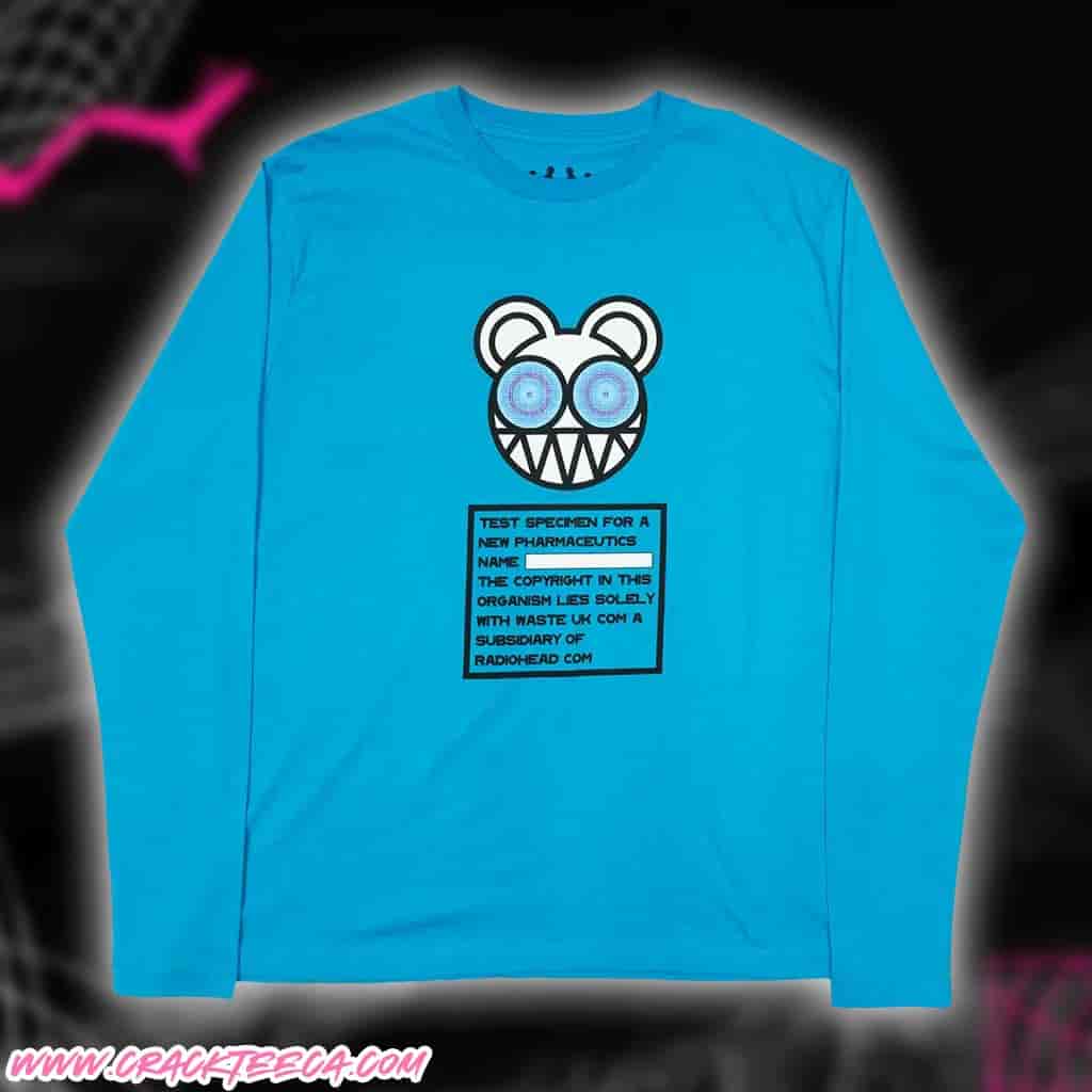 Radiohead Merchandise Test Specimen Cyan Blue Long Sleeve T-Shirt Radiohead Merchandise Test Specimen Cyan Blue Long Sleeve T-Shirt