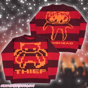 Radiohead Pixel Bear Thief Red Striped Jumper Ugly Sweater For Fans And Family