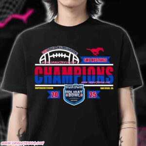 SMU Mustangs Football 2026 Trust & Will Holiday Bowl Champions Locker Room T-Shirt