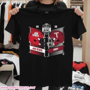 Troy Trojans Vs Jacksonville State Gamecocks 2025 Salute To Veterans Bowl Matchup Helmet T-Shirt